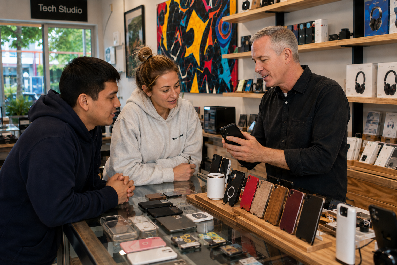 Tech Studios - Robert Working with Customers at the Retail Counter